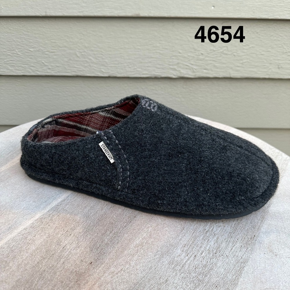 Staheekum Mens Size 10 Charcoal Slippers Plaid Lined Indoor Outdoor House Shoes
